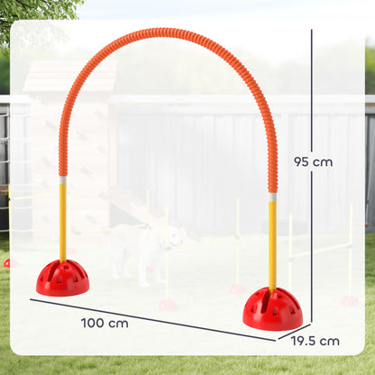PawHut 4 Piece Dog Agility Training Equipment with 4 Adjustable Width Doors, Carry Bag, for Garden, Orange