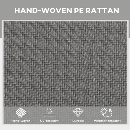 Outsunny Foldable Outdoor PE Rattan Sun Lounger Set of 2, Patio Wicker Recliners Lounge Chair w/ 5-Level Adjustable Backrest, for Poolside, Garden, Grey