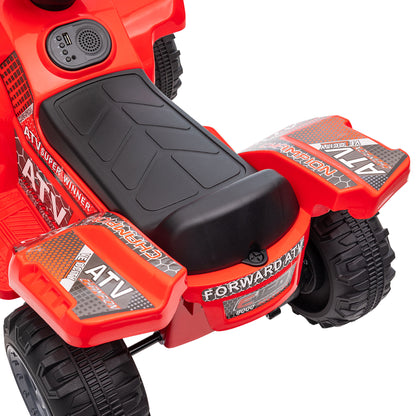 HOMCOM Kids Ride-on Four Wheeler ATV Car with Real Working Headlights, 6V Battery Powered Motorcycle for 18-36 Months, Red