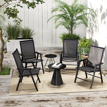 Outsunny Set of Four Folding Garden Chairs - Black