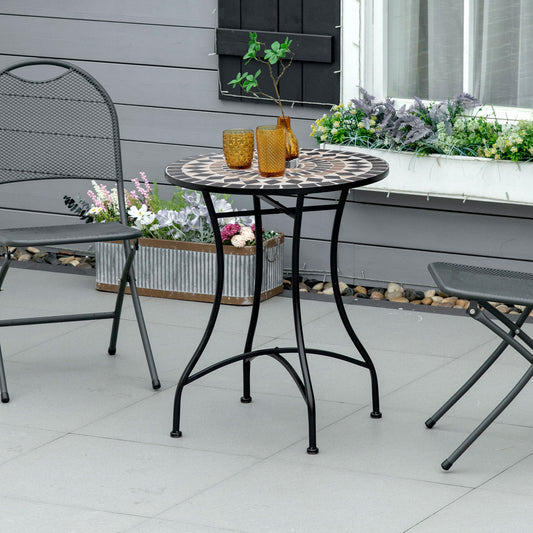 Outsunny ?60cm Mosaic Outdoor Patio Table - Black