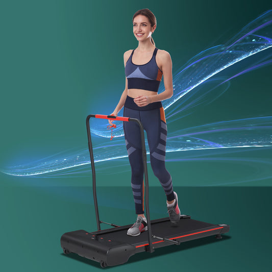 HOMCOM Foldable Walking Machine with LED Display & Remote Control Exercise Walking Jogging Fitness for Home Office Use