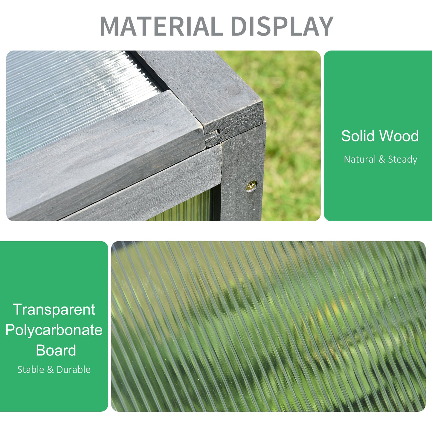 Outsunny Wooden Framed Polycarbonate Cold Frame Greenhouse for Plants Outdoor with Openable & Tilted Top Cover, PC Board, Brown, 100 x 65 x 40cm