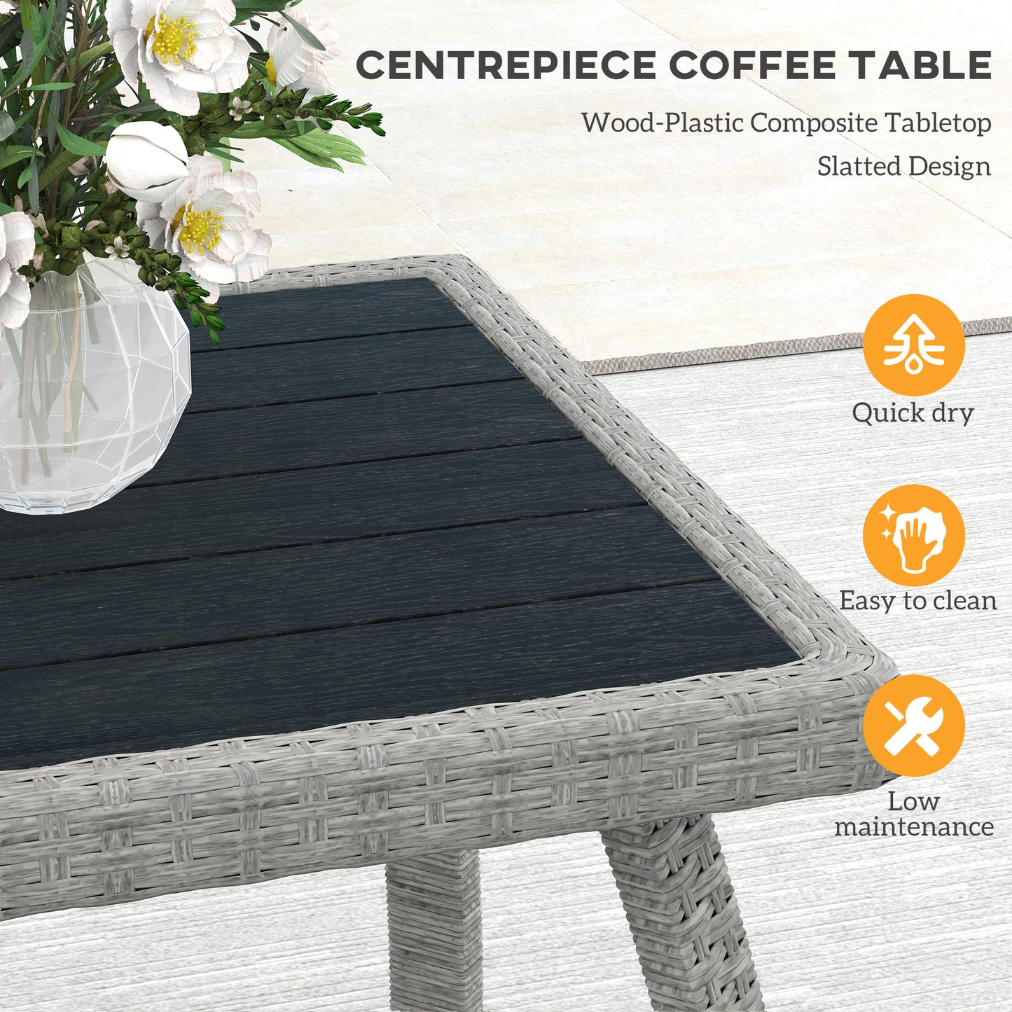 Outsunny Four-Piece Rattan Cut-Out Sofa Set - Grey