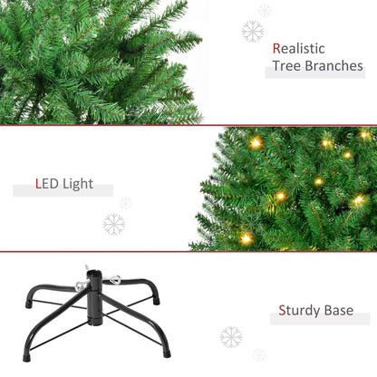 HOMCOM 5ft Prelit Christmas Tree Artificial Tree Warm White LED Light Holiday Home Xmas Decoration, Green