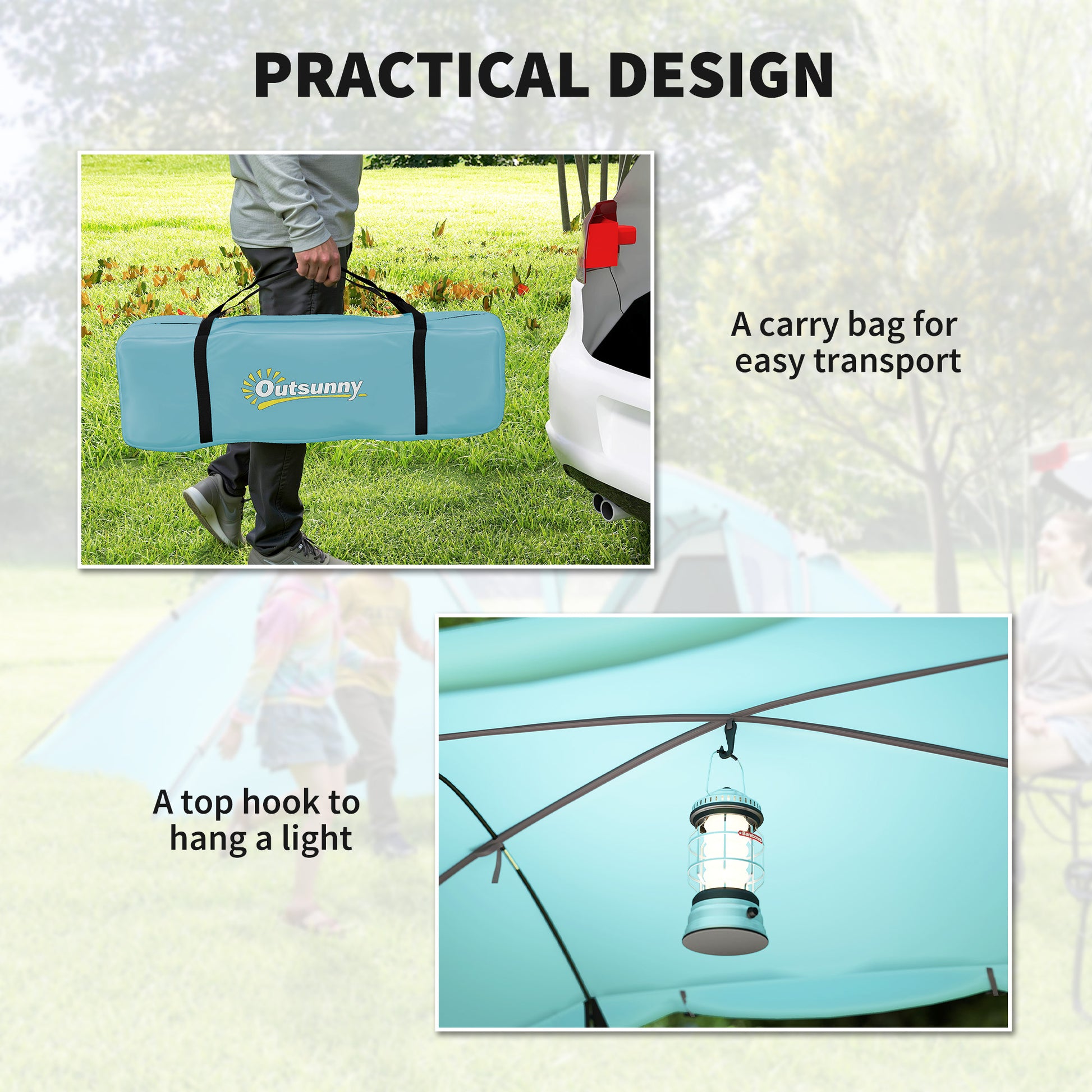 Outsunny 4-6 Man Family Camping Tent w/ 2 Bedrooms and a Living Room, Waterproof Tunnel Tent w/ Sewn In Groundsheet, Doors, Windows, Carry Bag, Blue