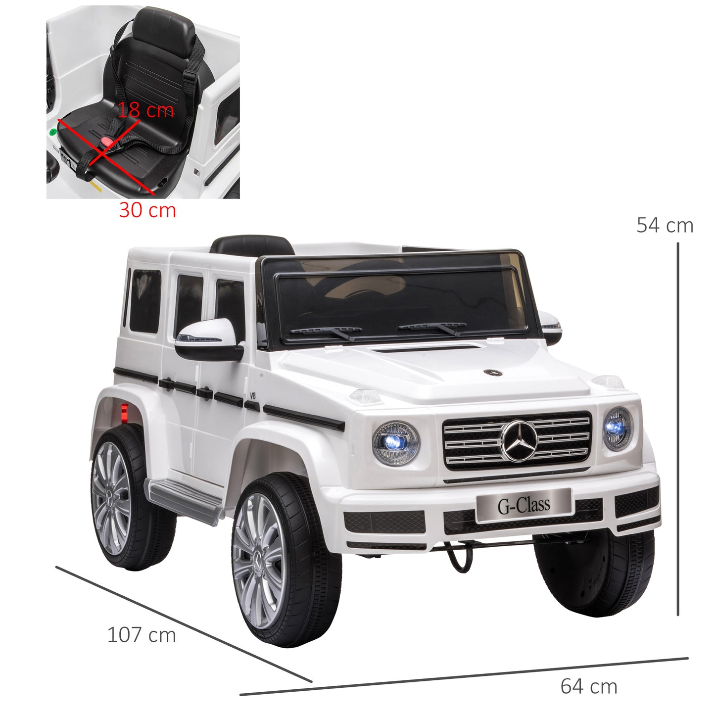 HOMCOM Compatible 12V Battery-powered Kids Electric Ride On Car Mercedes Benz G500 Toy with Parental Remote Control Music Lights MP3 Suspension Wheels
