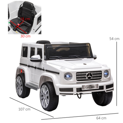HOMCOM Compatible 12V Battery-powered Kids Electric Ride On Car Mercedes Benz G500 Toy with Parental Remote Control Music Lights MP3 Suspension Wheels