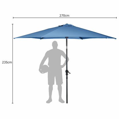 2.7m Garden Parasol with Crank-Blue