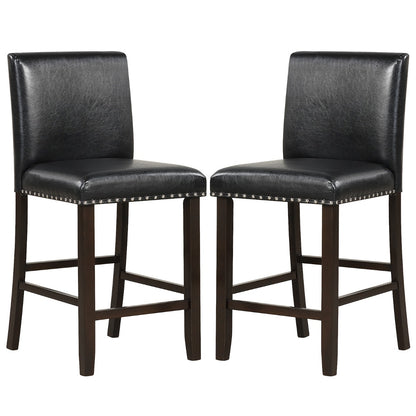 Upholstered Bar Stool Set of 2 for Dining Room, Kitchen, Restaurant-Black