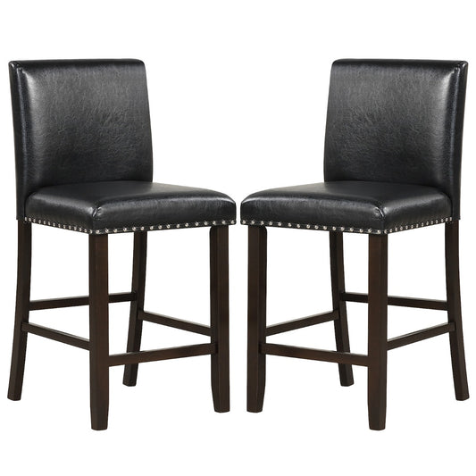 Upholstered Bar Stool Set of 2 for Dining Room, Kitchen, Restaurant-Black