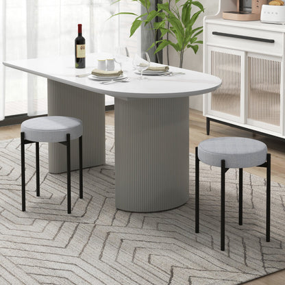 Bar Stools Set of 4 with Metal Legs and Sponge Padded Cushion-Light Grey