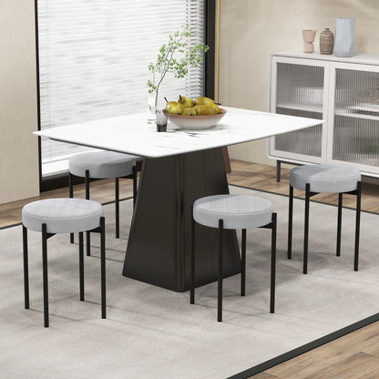 Bar Stools Set of 4 with Metal Legs and Sponge Padded Cushion-Light Grey