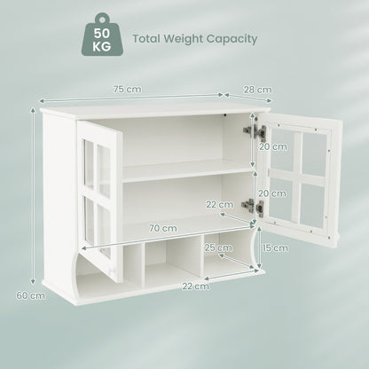 Modern Storage Cabinet with Shelves and Open Compartments for Bathroom Kitchen-White