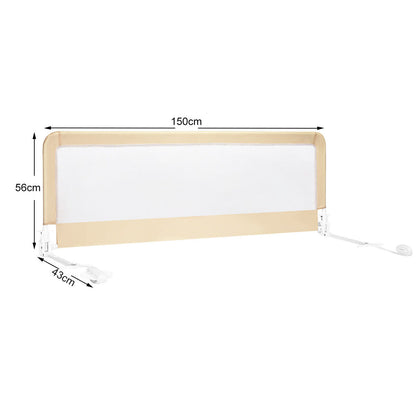Toddler Safety Bed Rail with Adjustable Height and Durable Mesh Cloth-Beige