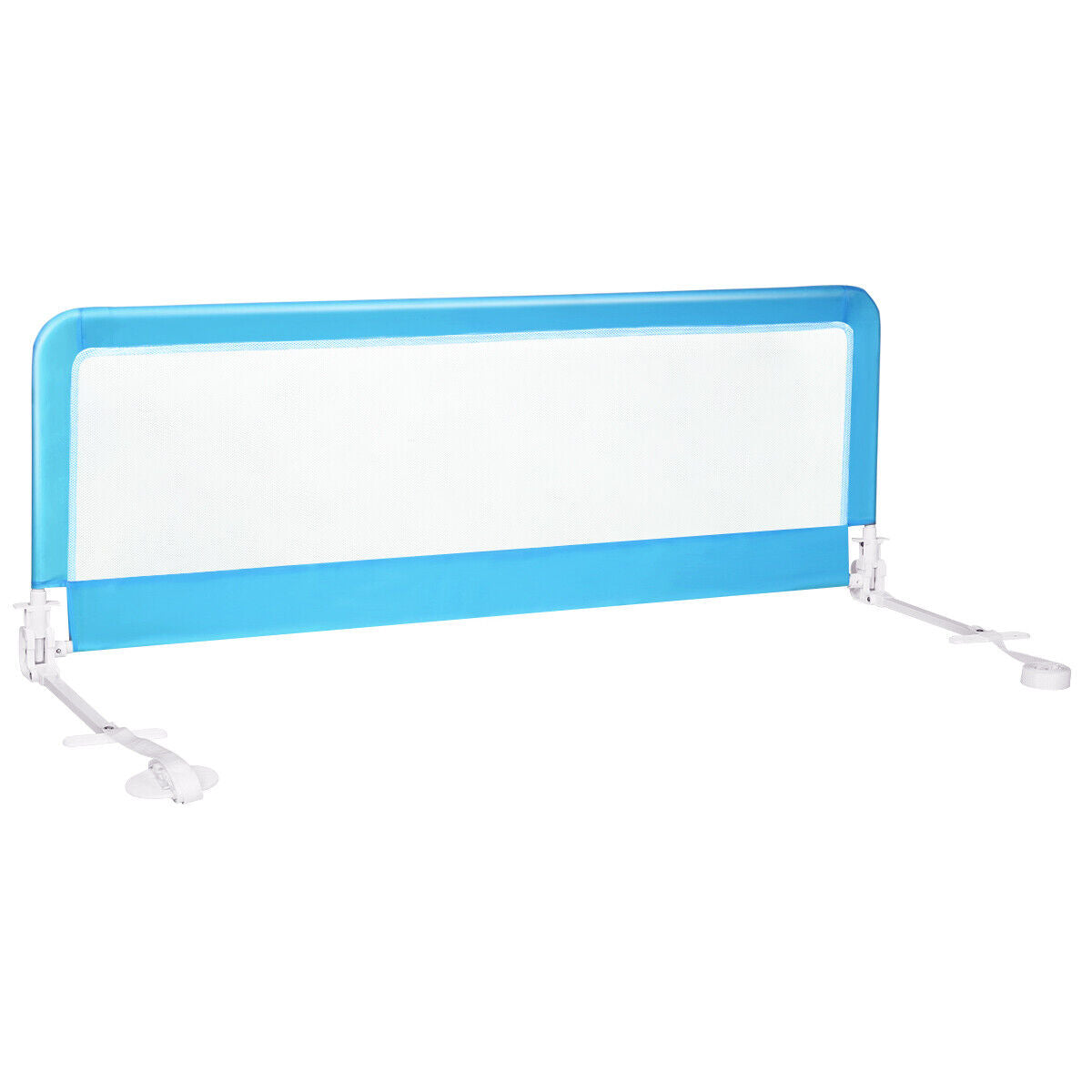 Toddler Safety Bed Rail with Adjustable Height and Durable Mesh Cloth-Blue