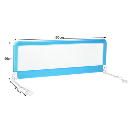 Toddler Safety Bed Rail with Adjustable Height and Durable Mesh Cloth-Blue