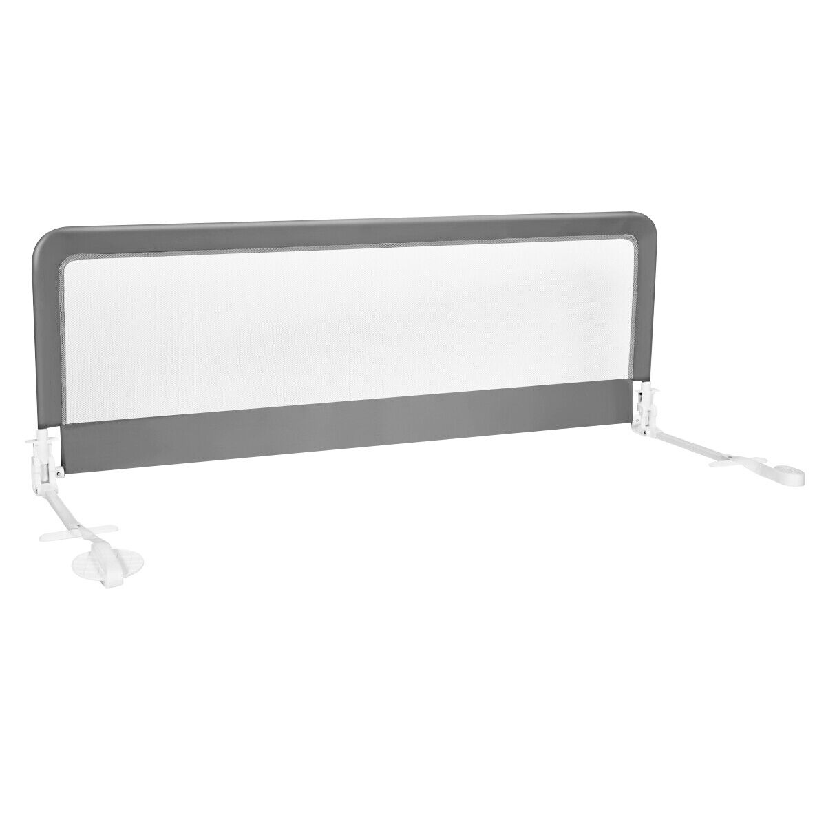 Toddler Safety Bed Rail with Adjustable Height and Durable Mesh Cloth-Grey