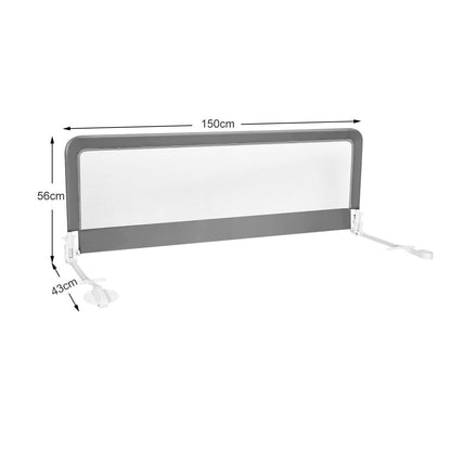 Toddler Safety Bed Rail with Adjustable Height and Durable Mesh Cloth-Grey