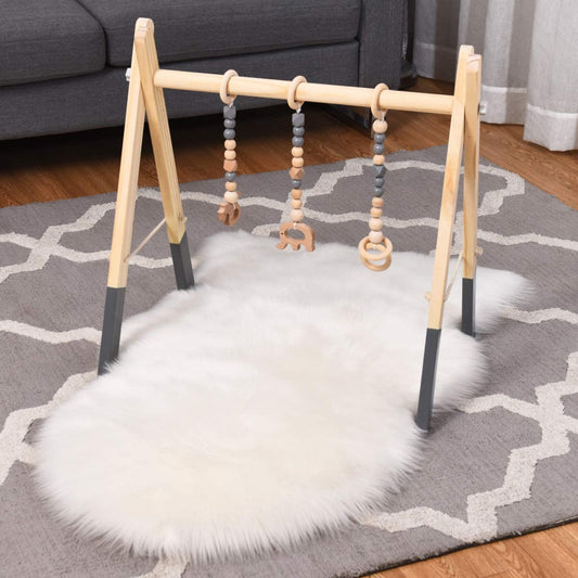 Foldable Wooden Baby Gym-Grey
