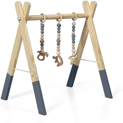 Foldable Wooden Baby Gym-Grey