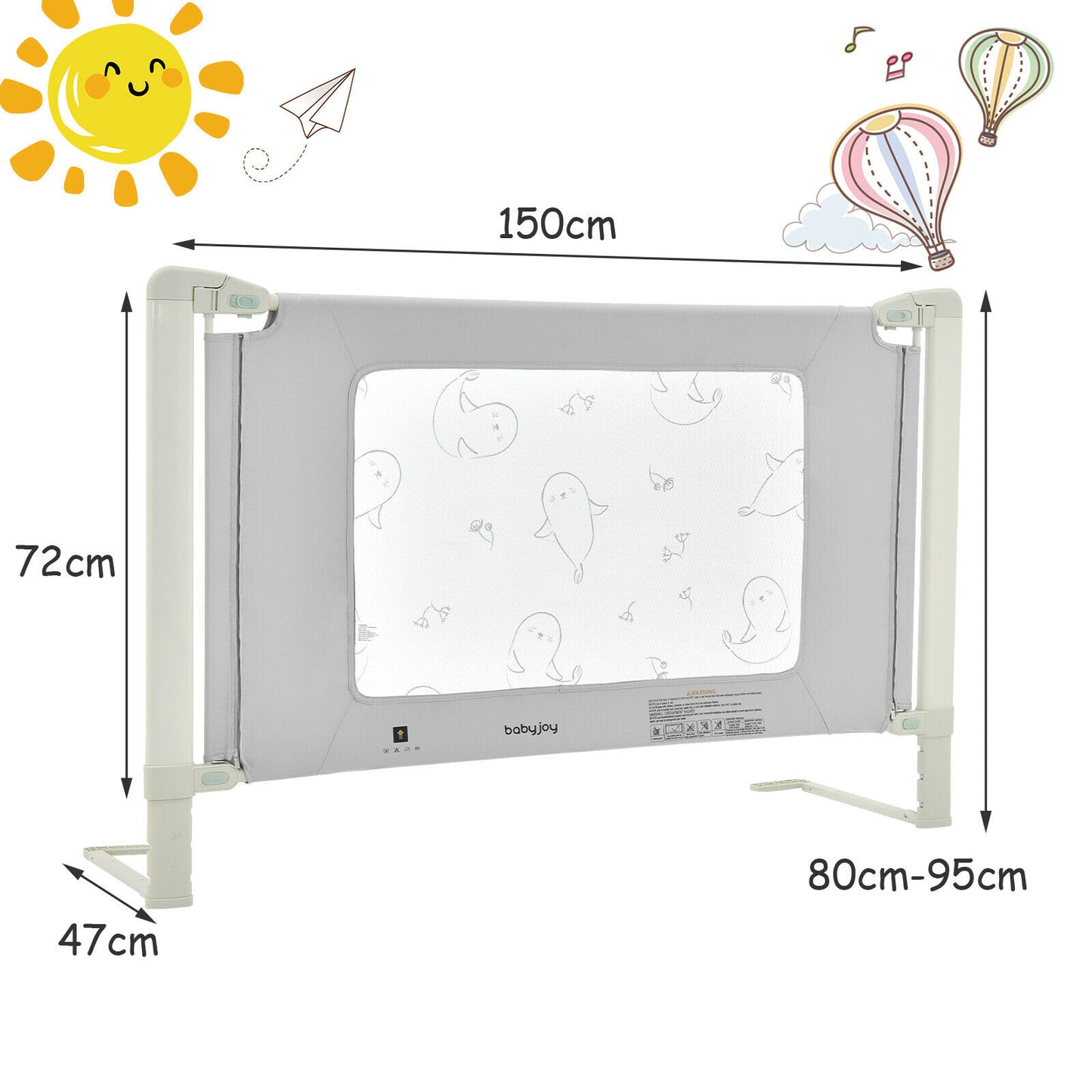 Baby Bed Rail Guard with Double Safety Lock for Queen Size-Size 1