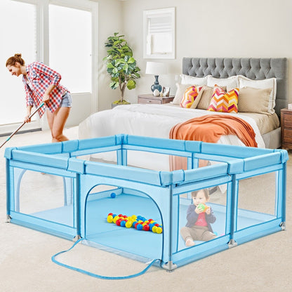 Kids Infant Safety Yard Activity Center with Ocean Balls-Blue
