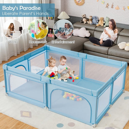 Kids Infant Safety Yard Activity Center with Ocean Balls-Blue