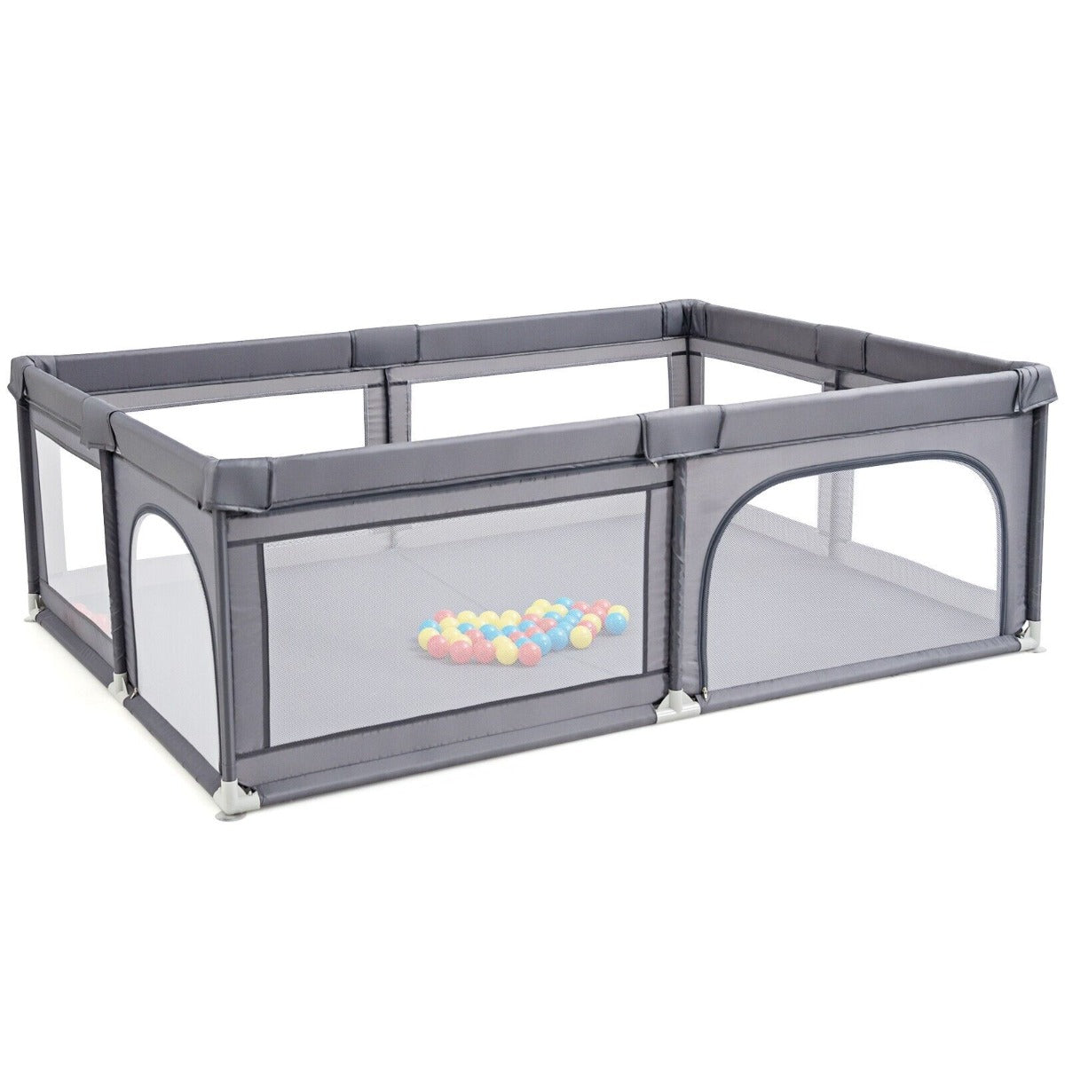 Kids Infant Safety Yard Activity Center with Ocean Balls-Dark Grey