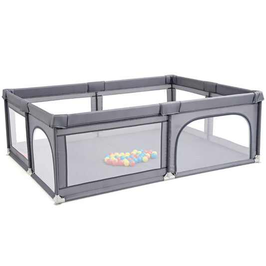Kids Infant Safety Yard Activity Center with Ocean Balls-Dark Grey
