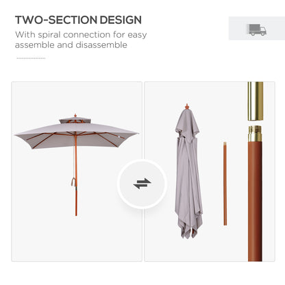 Outsunny 3 m Square Canopy Parasol - Grey