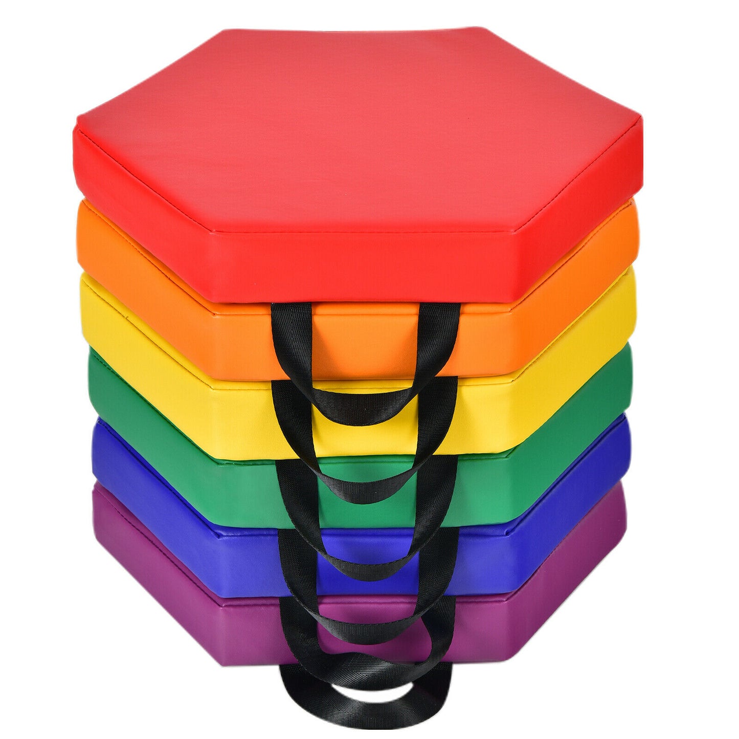6 Pieces Kids Foam Seat Floor Cushions with Handle-Colourful