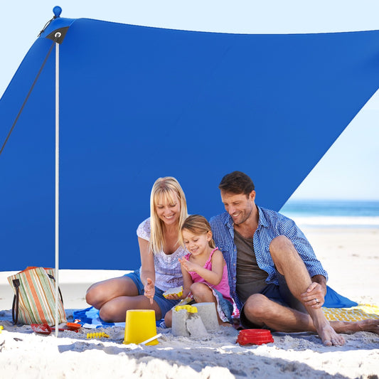 Beach Tent Sun Shelter with 4 Sandbags and UPF 50+ Protection-Blue