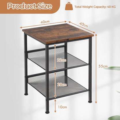3 Tier Industrial Styled Side Table Bedside Table