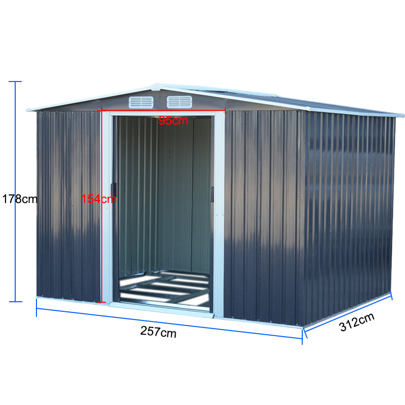 Apex Roof Metal Garden Shed with 4 Plastic Vents