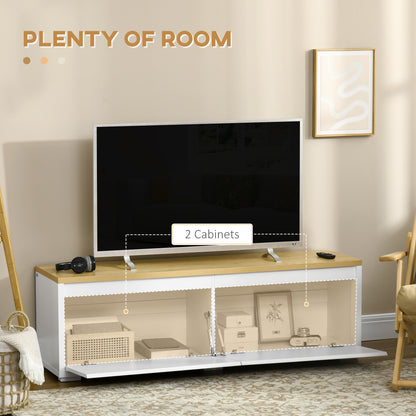 HOMCOM Modern TV Stand, 140cm Modern TV Unit with 2 Cupboards for TVs up to 65 Inches, Wood Entertainment Unit for Living Room, White