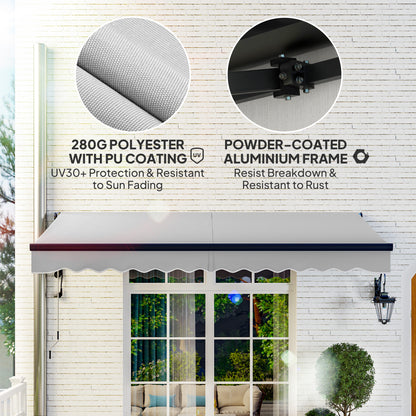 Outsunny 3.5 x 3(m) Electric Awning with Remote Controller, Aluminium Frame DIY Retractable Awning, UPF30+ Sun Shade Canopy for Garden Patio Deck Door Window, Light Grey