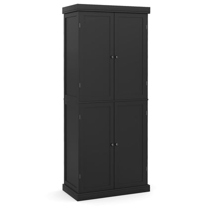 4 Door Freestanding Kitchen Pantry Buffet Cabinet-Black