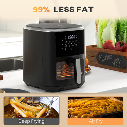 HOMCOM 6.7L 4 in 1 Air Fryer, Bake, Roast and Dehydrator with Digital Display, Rapid Air Circulation, Adjustable Temperature, Timer
