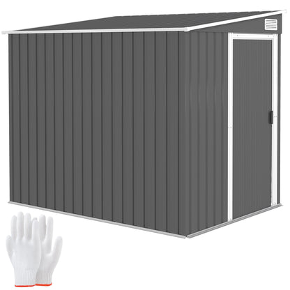 Outsunny 7 x 5ft Galvanised Metal Shed, with Sliding Door - Dark Grey