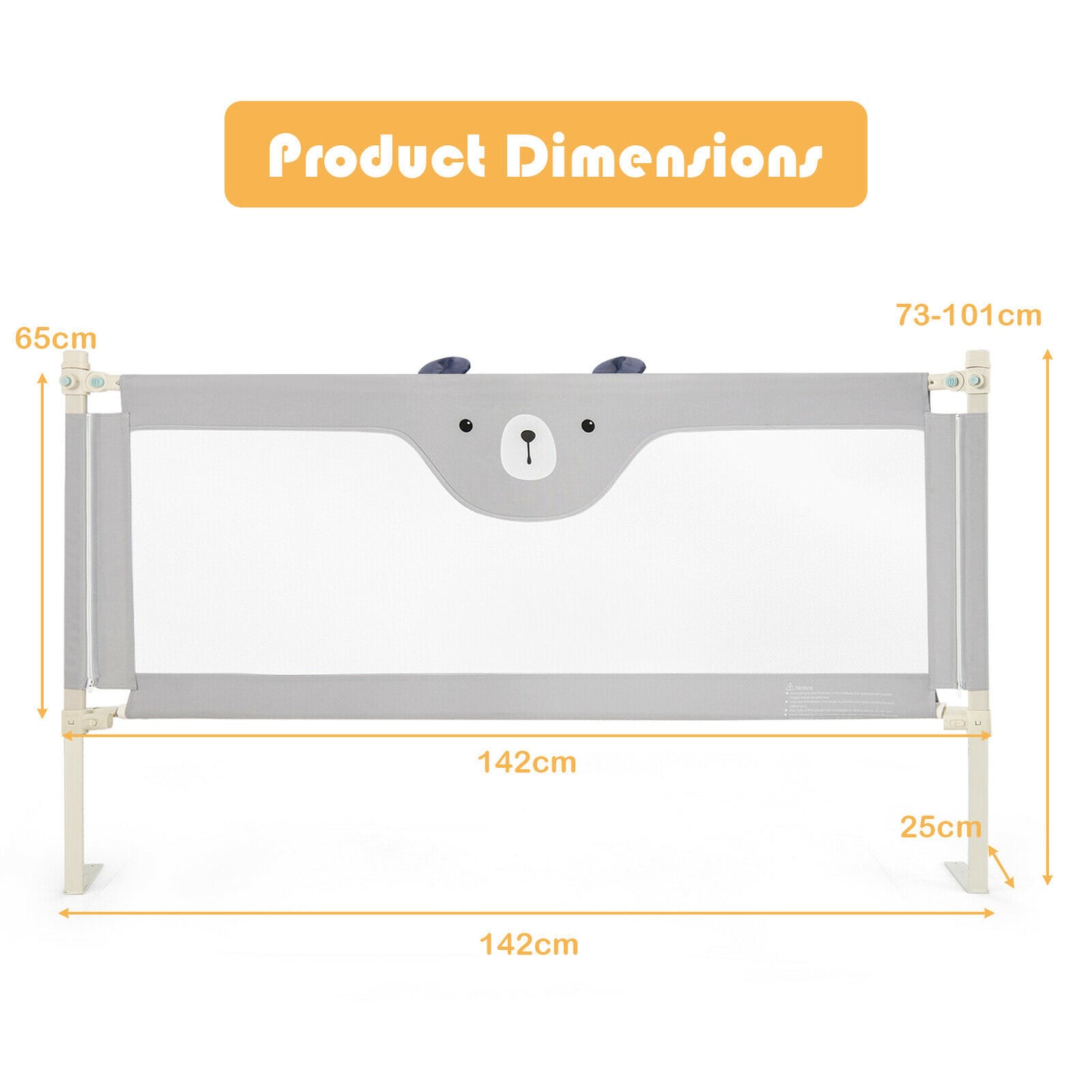 142/175CM Toddler Infant Security Guardrail with Double Lock-Size 1