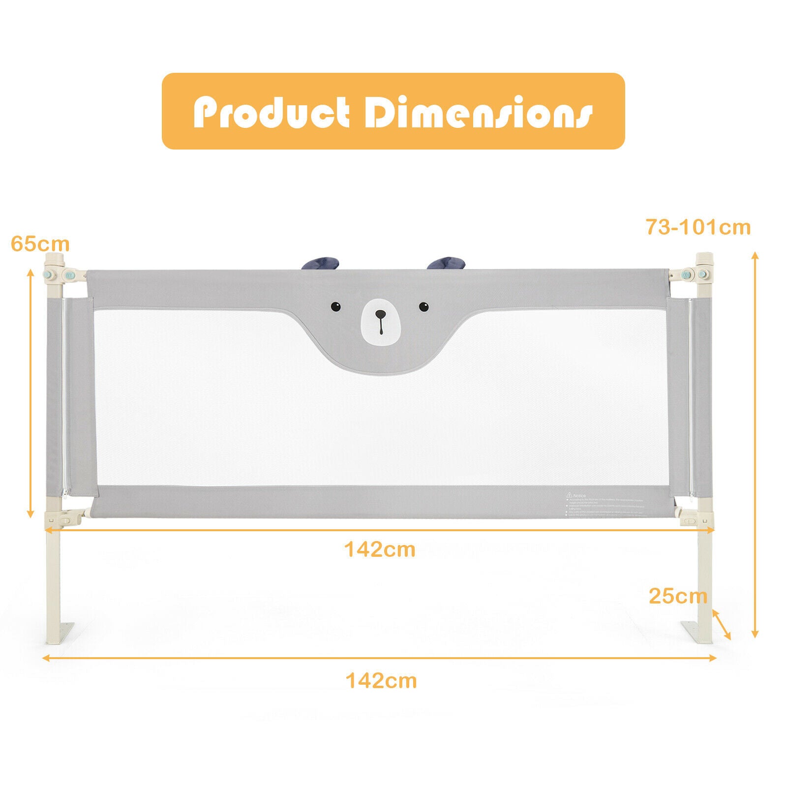 142/175CM Toddler Infant Security Guardrail with Double Lock-Size 1