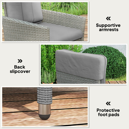 Outsunny 105°-150° Reclining Rattan Chair - Grey