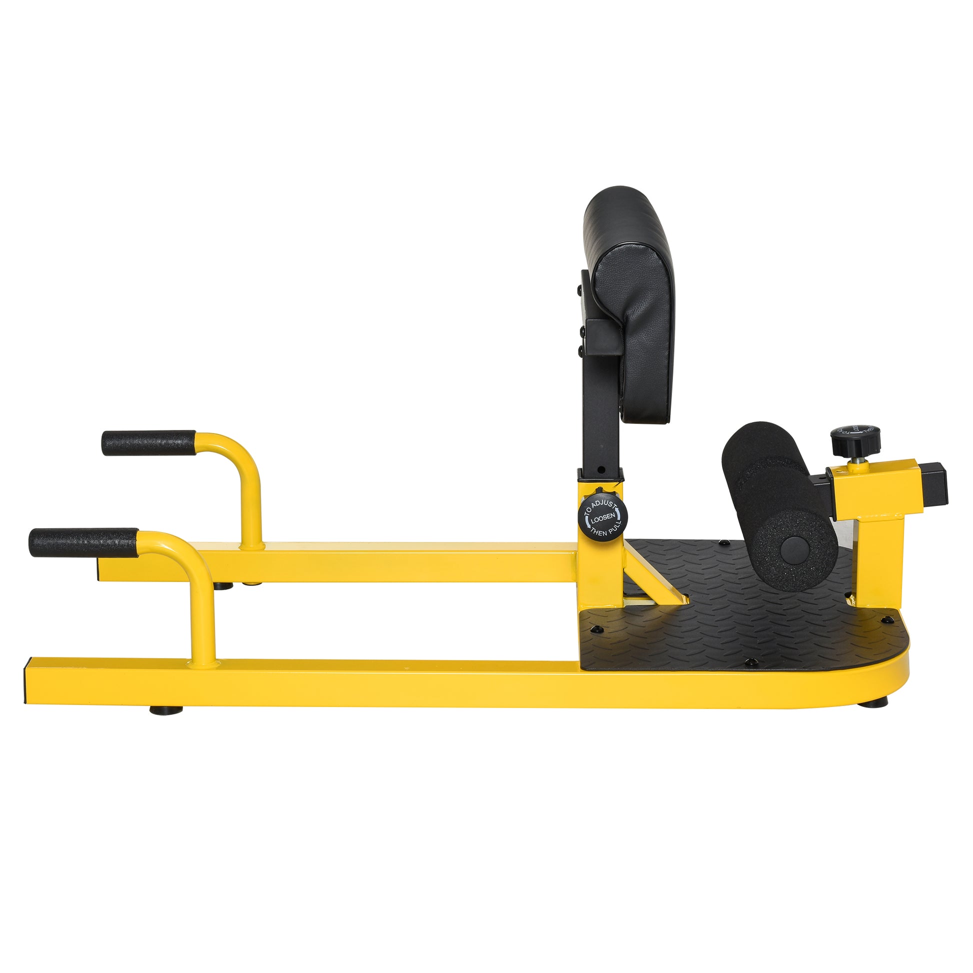 HOMCOM 3-in-1 Padded Push Up Sit Up Deep Sissy Squat Machine Home Gym Work Out Leg Fitness Equipment, Yellow