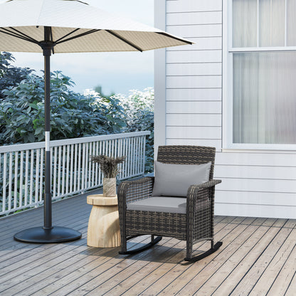 Outsunny Rattan Rocking Chair - Light Grey