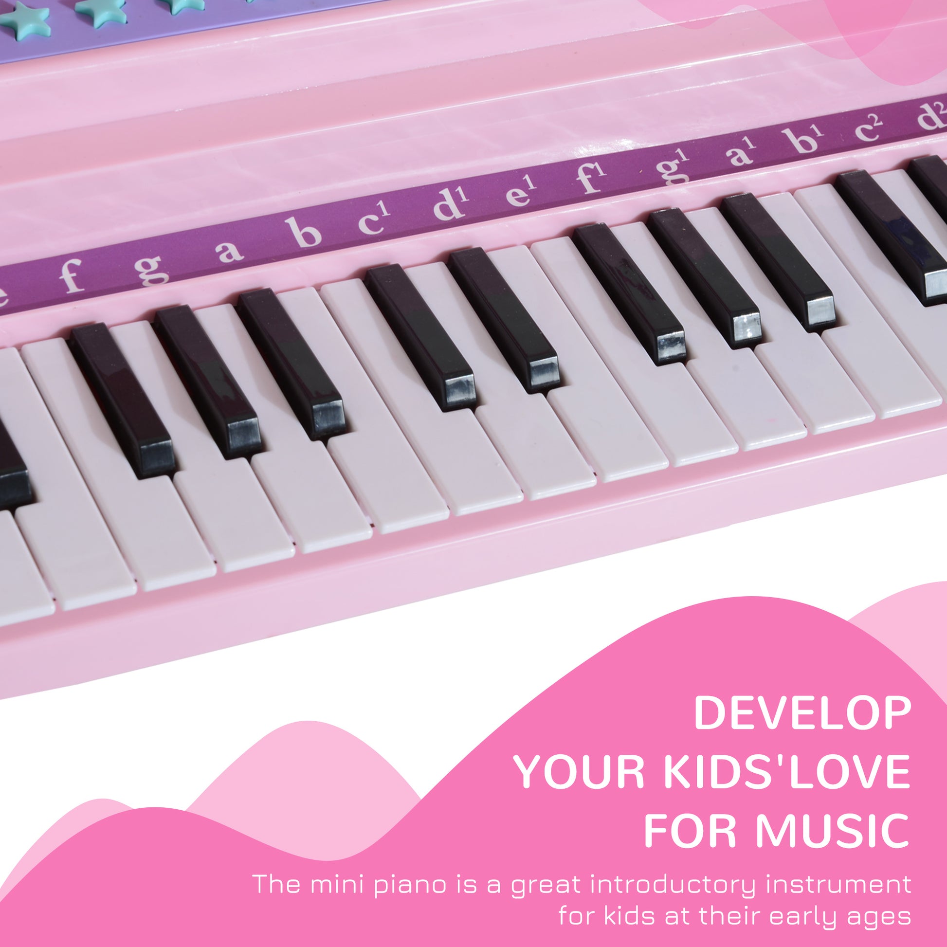 HOMCOM Mini Electronic Piano W/Stool-Pink