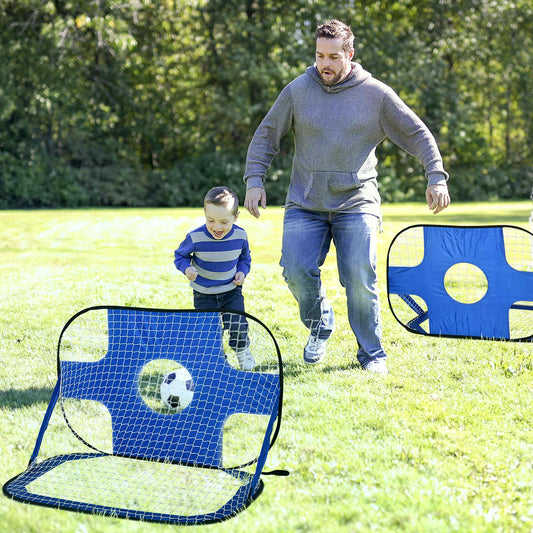 HOMCOM 2 in 1 Pop Up Soccer Nets Kids Target Goal Net for Backyard Outdoor Sports and Practice