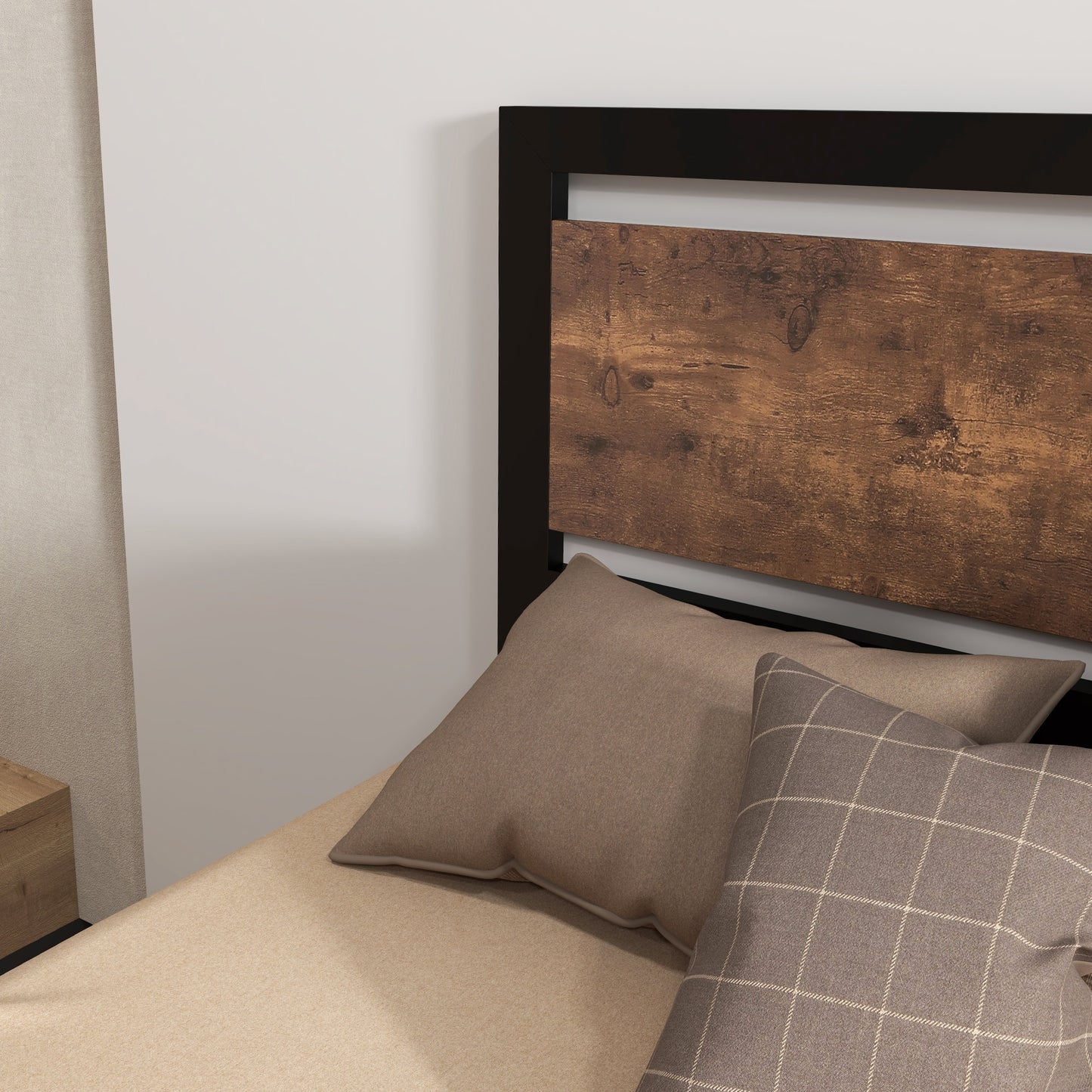 HOMCOM Single Metal Bed Frame with Headboard & Footboard, Strong Slat Support Solid Bedstead Base w/ Underbed Storage Space, No Box Spring Needed