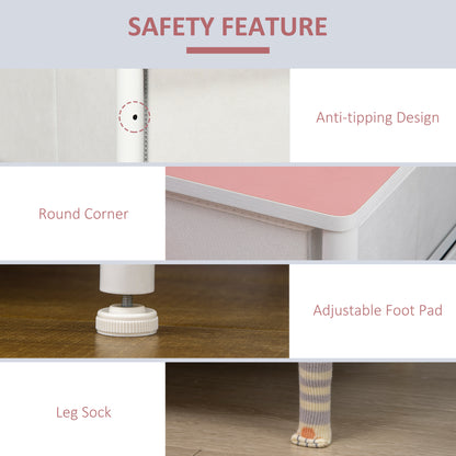 HOMCOM Chest of Drawers, Cloth Organizer Unit with 6 Fabric Drawers, Metal Frame and Wooden Top, Storage Cabinet for Kids Room, Living Room, Pink