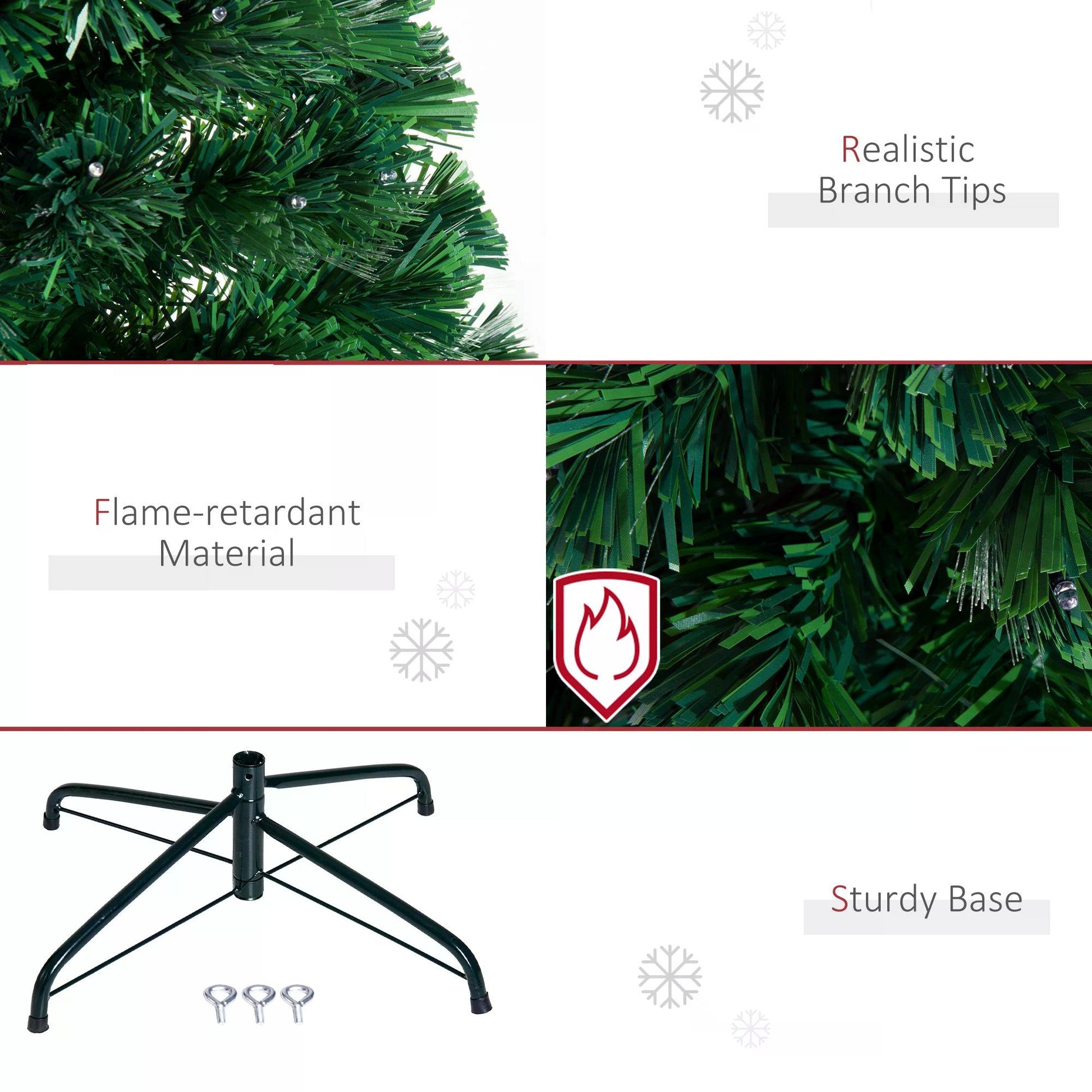 HOMCOM 4ft Pre Lit Christmas Tree Artificial Tree with Multi-Coloured Fiber Optic LED Light(4ft (120cm))